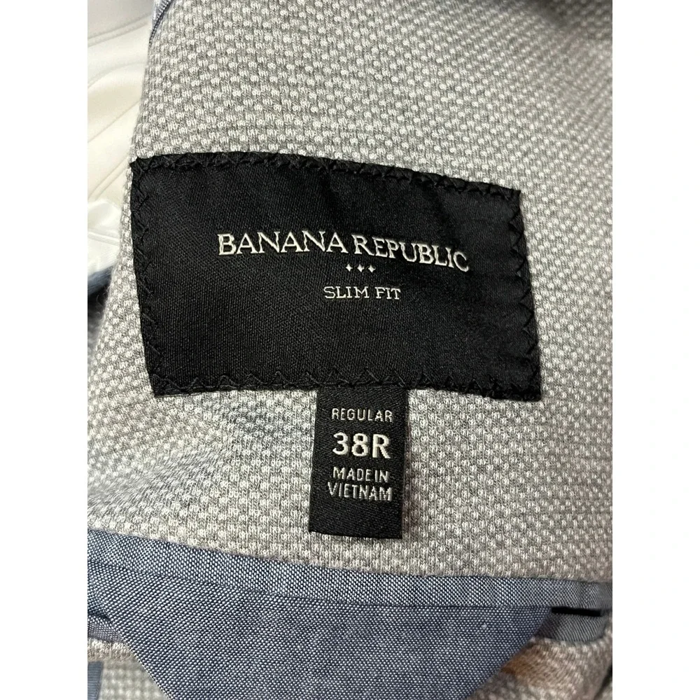 Banana Republic Blazer Mens 38R Gray Slim Fit Sport Coat Two Button Professional